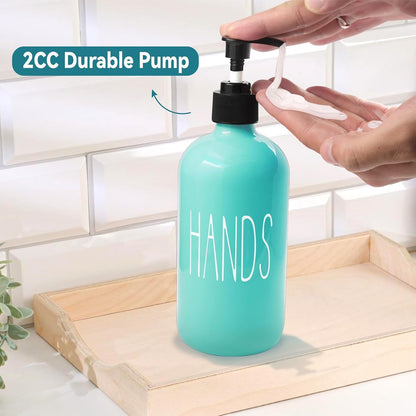 COHOSEGE Glass Soap Dispenser Set 2 Pack,Contains Hand and Dish Soap Dispenser.Premium 16 Oz Black Kitchen Soap Dispenser Set for Kitchen Sink and Farmhouse Decor