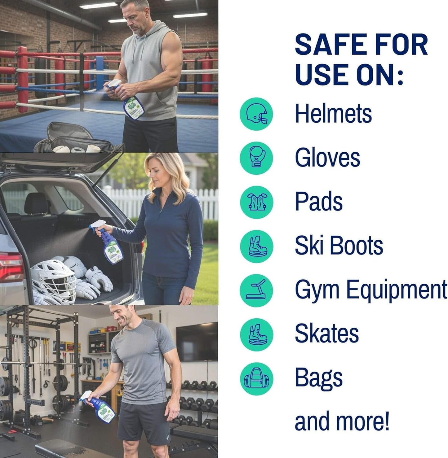Vapor Fresh Sports Cleaner and Deodorizer - For Boxing Gloves, Sports Pads, Helmets, Gym Bags, Gym Equipment and More - Naturally Powered By Plants, 16 Fl Oz (1-Pack)