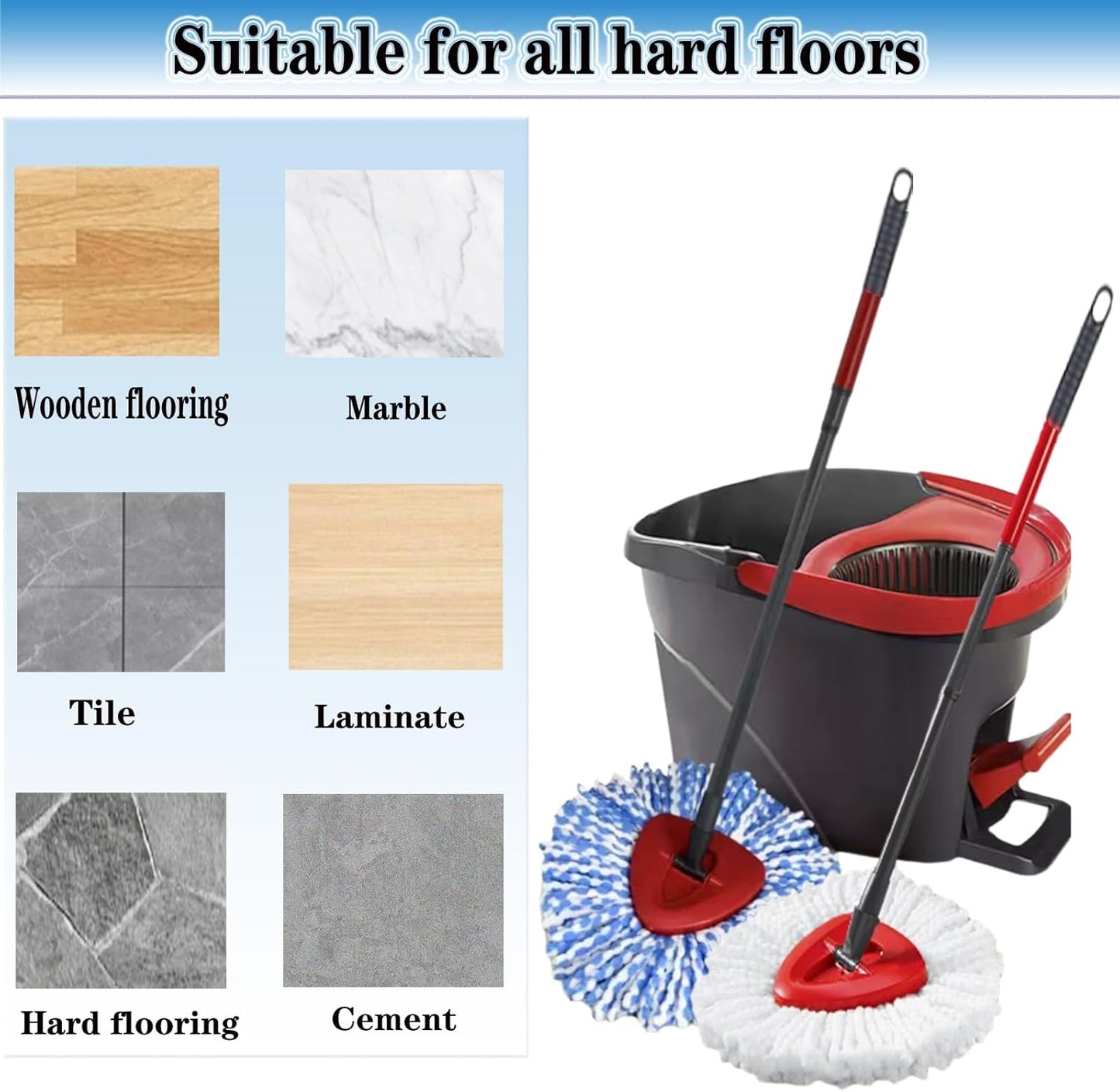 4 Pack Mop Replacement Heads for O-Ceda Mop Replace Head Spin Mop Heads Replacements, Microfiber Spin Mop Refills, Easy Cleaning Mop Head Machine Washable