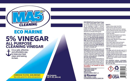 MA5x EcoMarine 5% Vinegar All Purpose Boat Cleaning Vinegar | Biodegradable Safe Boat Cleaner | Multi-Surface Marine Cleaner