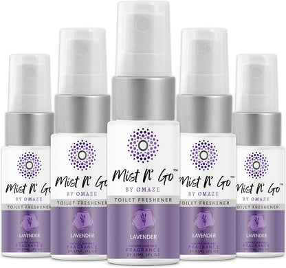 Mist N’ Go by Omaze Travel Bathroom Spray for Toilet Spray Odor Eliminator - Travel Toilet Spray for Bathroom Air Freshener Spray for Bathroom Deodorizer - Clean Mix, Travel Size (1oz x2)