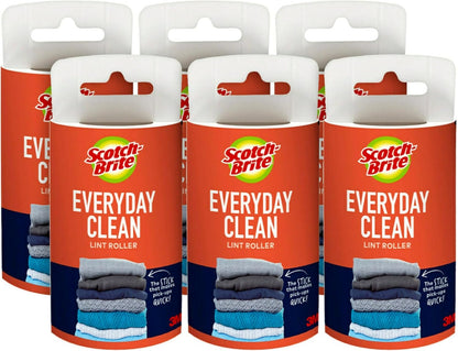 Scotch-Brite Everyday Clean Lint Roller, Lint Remover for Pet Hair, Dark Clothes, Furniture, and Dusty Surfaces, Picks Up Fur & Fluff in Your Home, Car, & Office, 2 Pack, 140 Adhesive Sheets Total