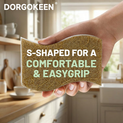 12 Pack Biodegradable Kitchen Dish Sponges, Natural Plant-Based Coconut Fiber and Compostable Cellulose Sponge, Non-Scratch Heavy Duty Scrub Sponges for Non-Stick Cookware, Kitchen Household Cleaning