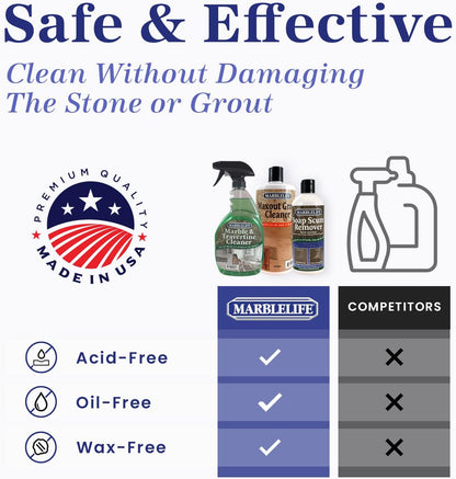 Marblelife Bathroom Combo Kit, With Marble & Travertine Cleaner, MaxOut Deep Grout Cleaner for Tile Floors, Soap Scum Remover For Shower & Other Surfaces, Includes A Cleaning Cloth