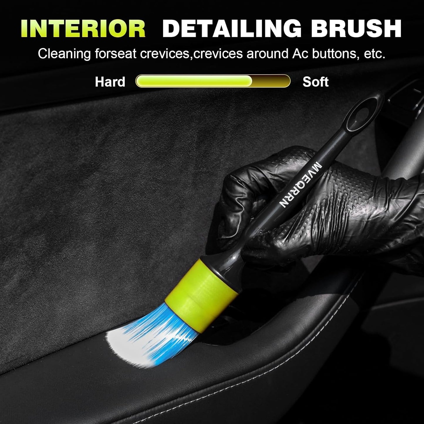 10PCS Car Detailing Brush Set,Boars Hair Car Cleaning Detail Brush kit,Ultra Soft No Scratch Car Dust Brush,Car Interior Detailing Brushes Kit,Detail Brushes Car Detailing for Interior Exterior(gold)