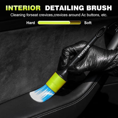 10PCS Car Detailing Brush Set,Boars Hair Car Cleaning Detail Brush kit,Ultra Soft No Scratch Car Dust Brush,Car Interior Detailing Brushes Kit,Detail Brushes Car Detailing for Interior Exterior(gold)