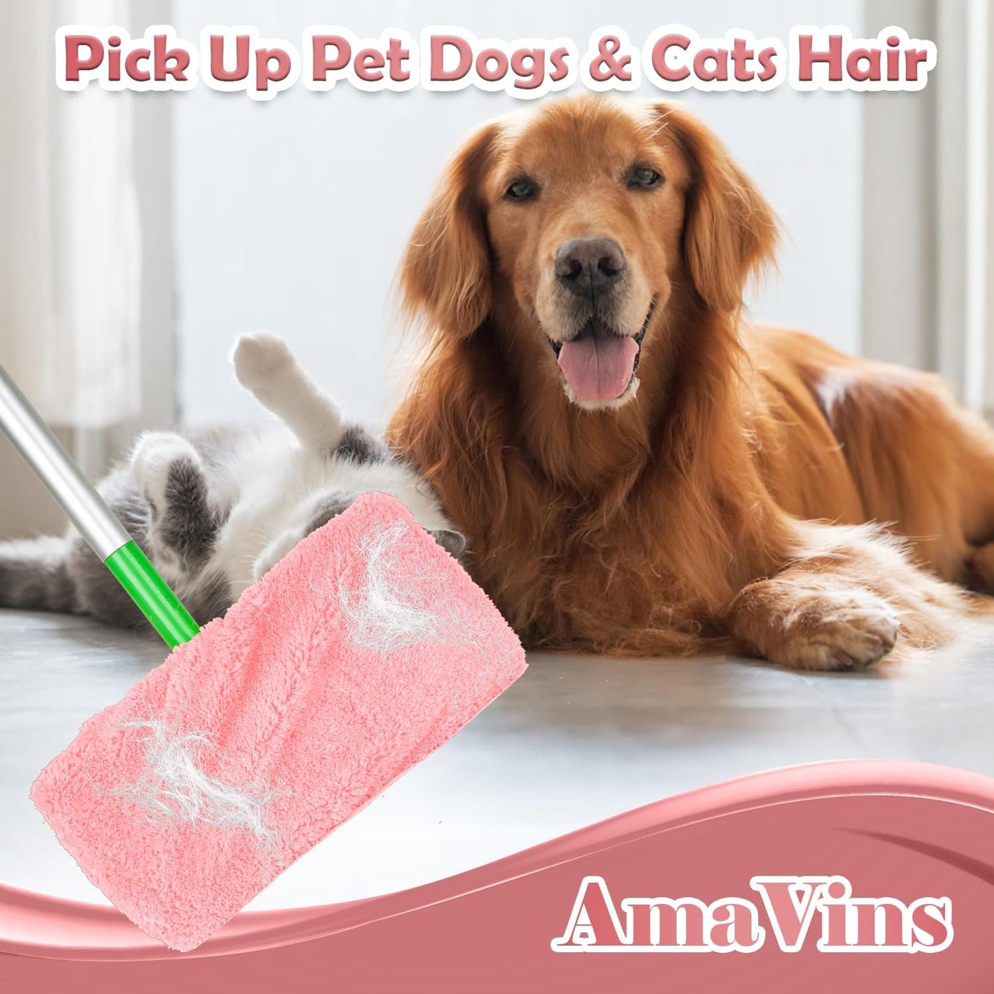 AmaVins 5 Pack Reusable Microfiber Mop Pads Compatible with Swiffer Sweeper Mop, Wet and Dry Flat mop Cover, Washable Mop Pads for Surface/Hardwood Floor Cleaning (Mop is Not Included)