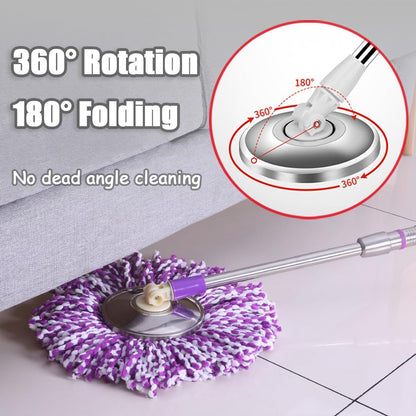 Spin Mop Replacement Mop Handle, 49-inch 360 Degrees Rotating Telescopic Replacement Mop Stick with Stainless Steel Disc for Spin Mop Bucket Cleaning System (Stainless Steel Disc, Red)