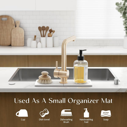 Eormoe Faucet Mat for Kitchen Sink – Diatomite Stone Drying Mat & Sink Protectors, Prevent Moisture – Sink Splash Guard Water-Absorbing Stone Tray for Bathroom Counter (Light Grey, 23.6" x 3.9")