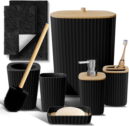 Clara Clark Bathroom Set - Sage Green Bathroom Accessories Set, 6PC Bathroom Accessory Set, Bathroom Sets with Toilet Brush, Trash Can & Soap Dispenser