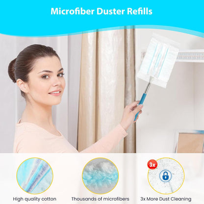 20 Count Feather Dusters Refill for Cleaning, 180 Degree Heavy Duty Duster Replacement Head for Swiffer Duster,Dusting Furniture, Blinds, Ceiling Fans, Helps Remove Allergens