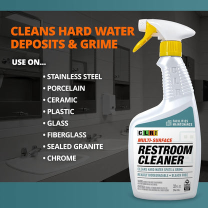 CLR PRO Calcium, Lime & Rust Remover - Quickly Removes Calcium and Lime Deposits, Stubborn Rust Stains, and Household Hard Water Deposits (32 Ounce Spray (Pack of 6))