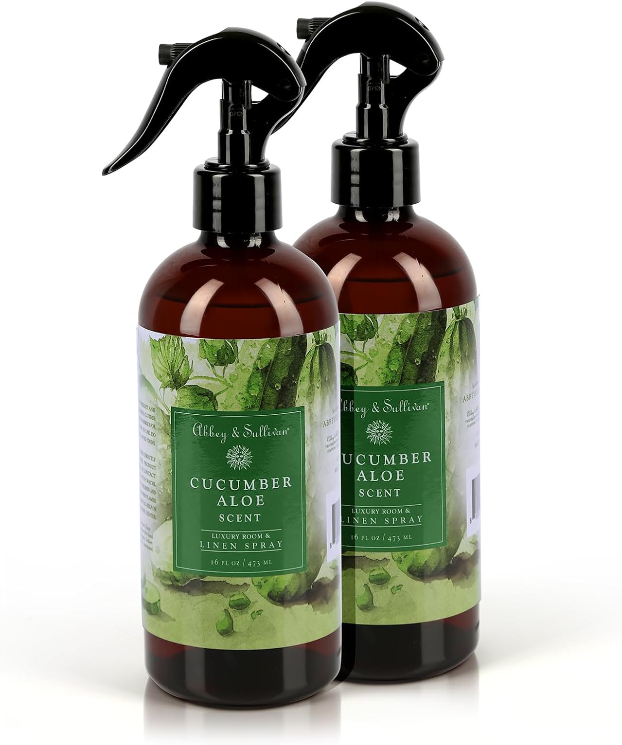 Abbey & Sullivan Linen Spray, Cucumber Aloe, Fabric Freshener and Fragrance Room Spray, Pack of 2, 16 oz