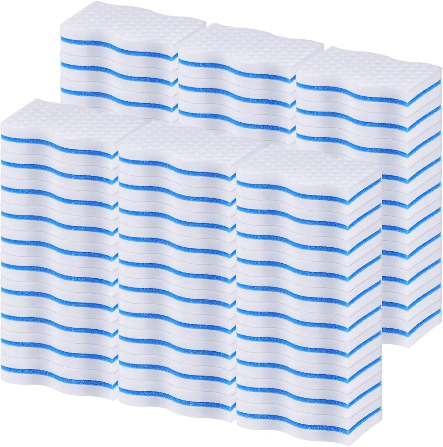 SiliFine Magic Extra Durable Sponge Eraser 3 Layer Density Cleaning Pads in Bulk Thick More Lasting Sponge Eraser for Bathroom Kitchen Floor Bathtub Toilet Cleaner(60 Pcs,White, Blue)