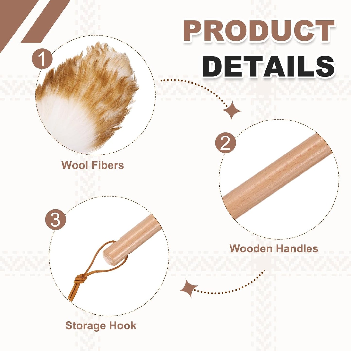 uxcell Wool Duster, 14.2" Natural Feather Cleaner Household Cleaning Duster with Solid Wooden Handle for Cleaning Fans Window Blinds Shelves Furniture, Pink