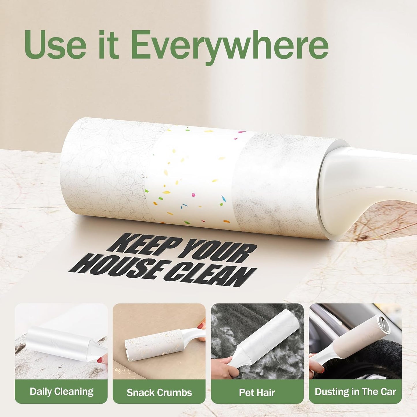 Extra Sticky Lint Roller for Pet Hair, 600 Sheets with 2 Reinforced Handles, Heavy Duty Lint Roller for Clothes, Couch, Furniture & Car