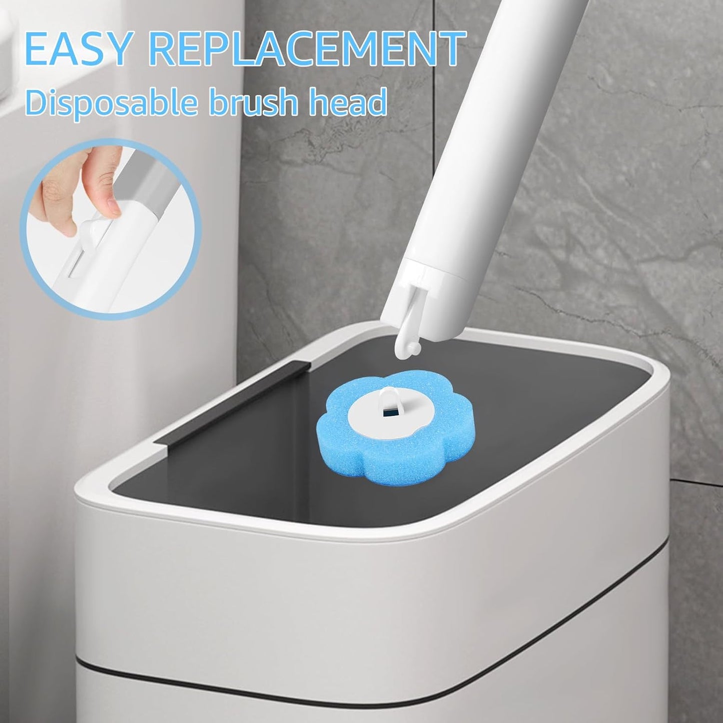 24pcs Toilet Brush Refills Replacement Sponge Heads for Toilet Bowl Cleaner Wand Hygienic Scrubbing Pads Deep Cleaning No Handle