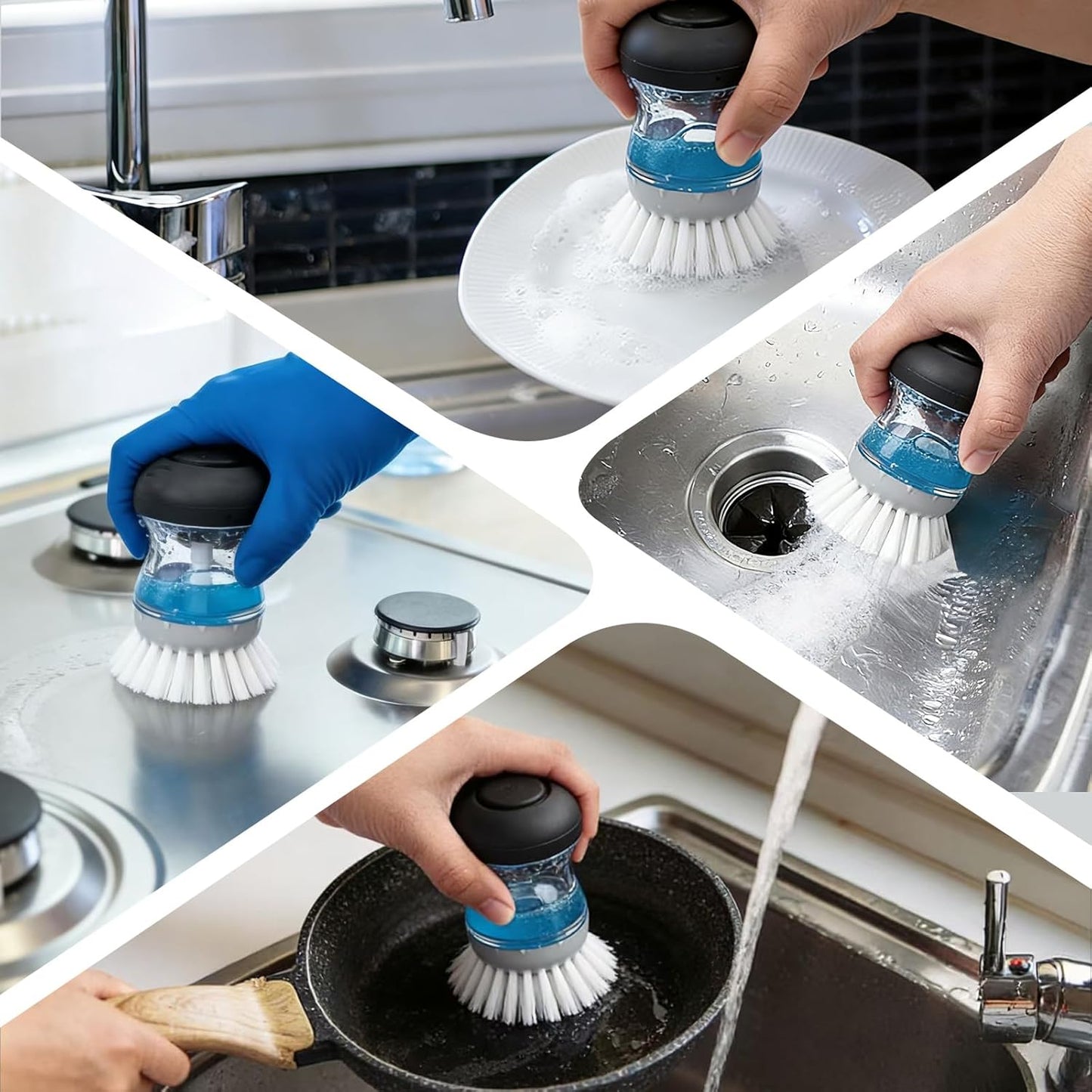 4 Pack Dish Brush Refill Heads for OXO Soap Dispensing Palm Brush, Kitchen Dish Scrubber Cleaning Replacement Head, Gray
