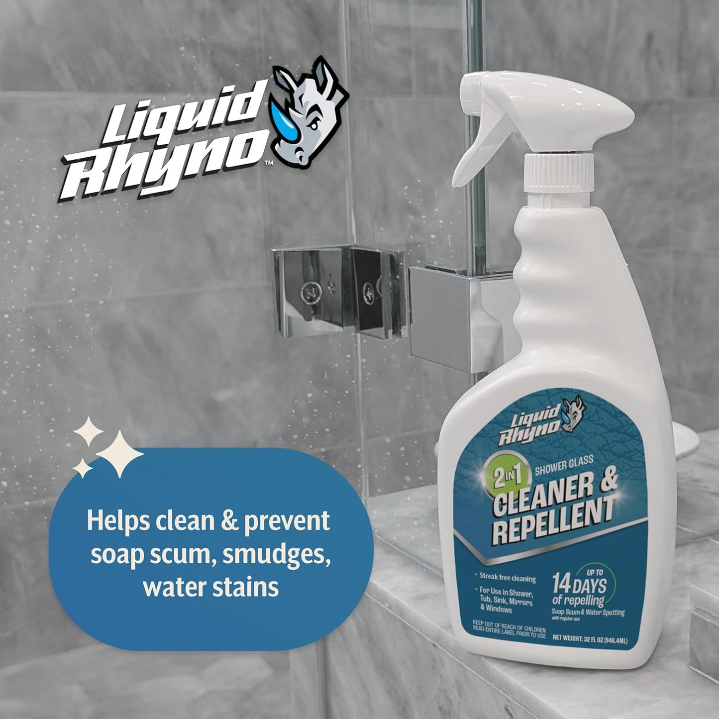 Danco Liquid Rhyno 2-in-1 Shower Glass Cleaner & Repellent