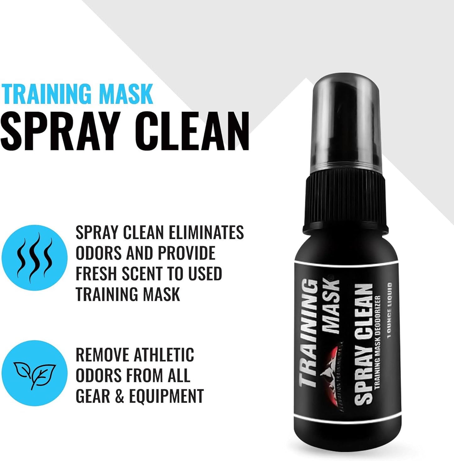 TRAININGMASK - Spray Clean Defense, Multipurpose Face Mask Spray, Mask Spray with Fresh Scent, Deodorizing Fabric Refresher Spray for Face Masks, Gears, and More, 1 fl oz