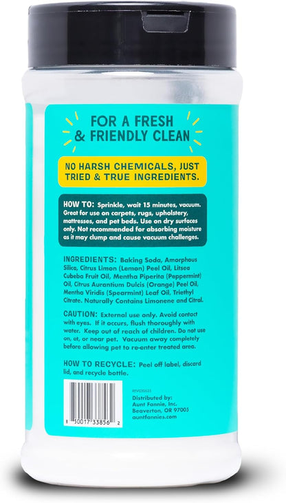 Aunt Fannie's Cat Carpet Refresher, Odor Neutralizing Powder for Homes with Cats, Kittens and Other Pets, Bright Lemon Scent, 16 Ounce (Pack of 1)