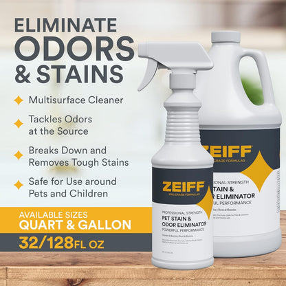 Zeiff Pro-Grade Multi-Purpose Probiotic Enzyme Cleaner - Powerful Cleaning & Odor Eliminating Formula For Professional & Home Surfaces - 32 Ounce - Fragrance Free