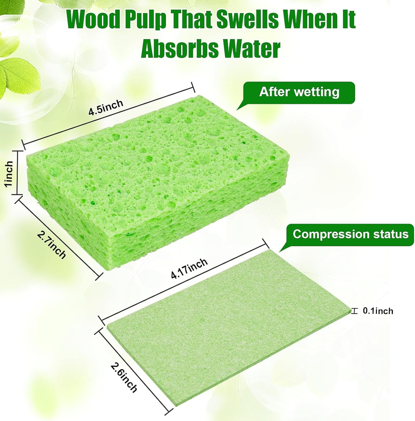 12 PCS Kitchen Sponges, Natural Compressed Cellulose Sponges, Non-Scratch Reusable Sponges for Kitchen Dish Washing, Scrub Sponge for Cleaning, Bathroom, Cars, Cut-Outs DIY