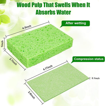 12 PCS Kitchen Sponges, Natural Compressed Cellulose Sponges, Non-Scratch Reusable Sponges for Kitchen Dish Washing, Scrub Sponge for Cleaning, Bathroom, Cars, Cut-Outs DIY