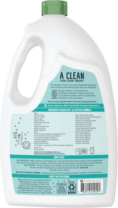 Seventh Generation Ultra Power Plus Auto Dish Gel, Fresh Citrus Scent, 65 Ounce