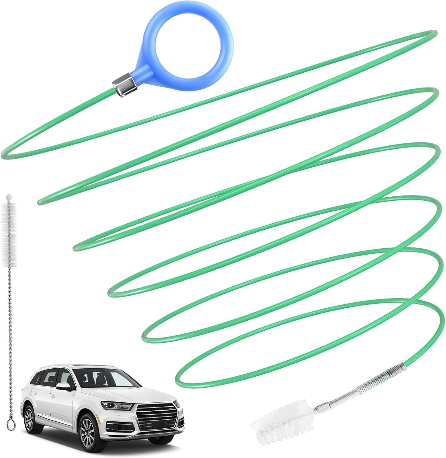ecocstm Auto Sunroof Drain Cleaning Tool, 120 Inch Flexible Drain Brush, Sunroof Drain Cleaner with Pipe Cleaning Brush, Syringe Hose and Crevice Brush, Cleaning Tool for Drains, Sewers, Windshields