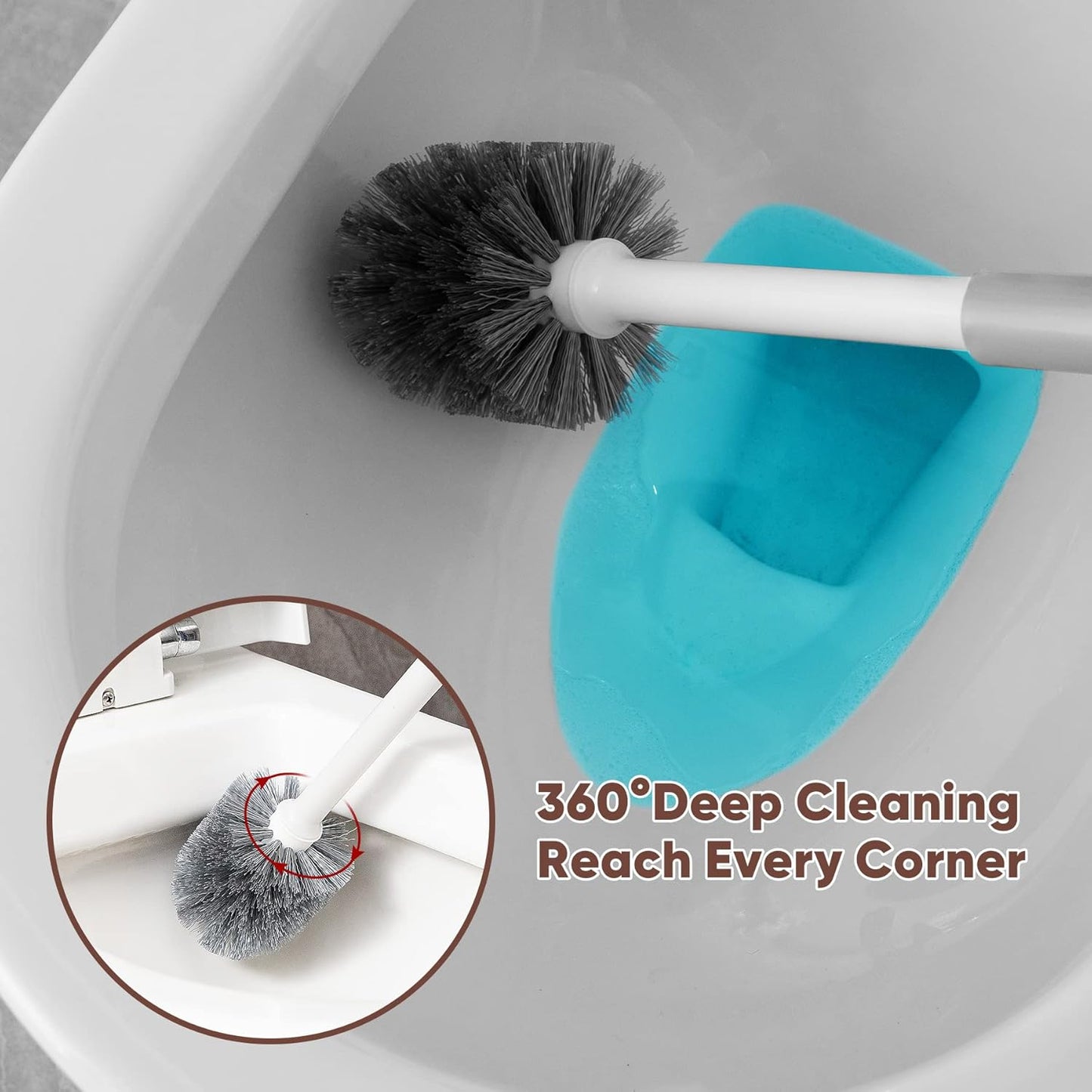 Eyliden Toilet Plunger and Brush Set | 2-in-1 Bathroom Cleaning Tools with Holder | Unclogs Toilets, Deep Cleans Bowls | Compact Caddy Stand | Nylon Bristles, Durable Plastic, Black