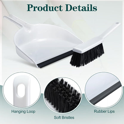 Zubebe 12 Pcs Mini Dustpan and Brush Set, Small Broom and Dustpan Set Small Cleaning Brush Portable Hand Broom Set for Home Office Kitchen Table Desktop Floor Cleaning Supplies