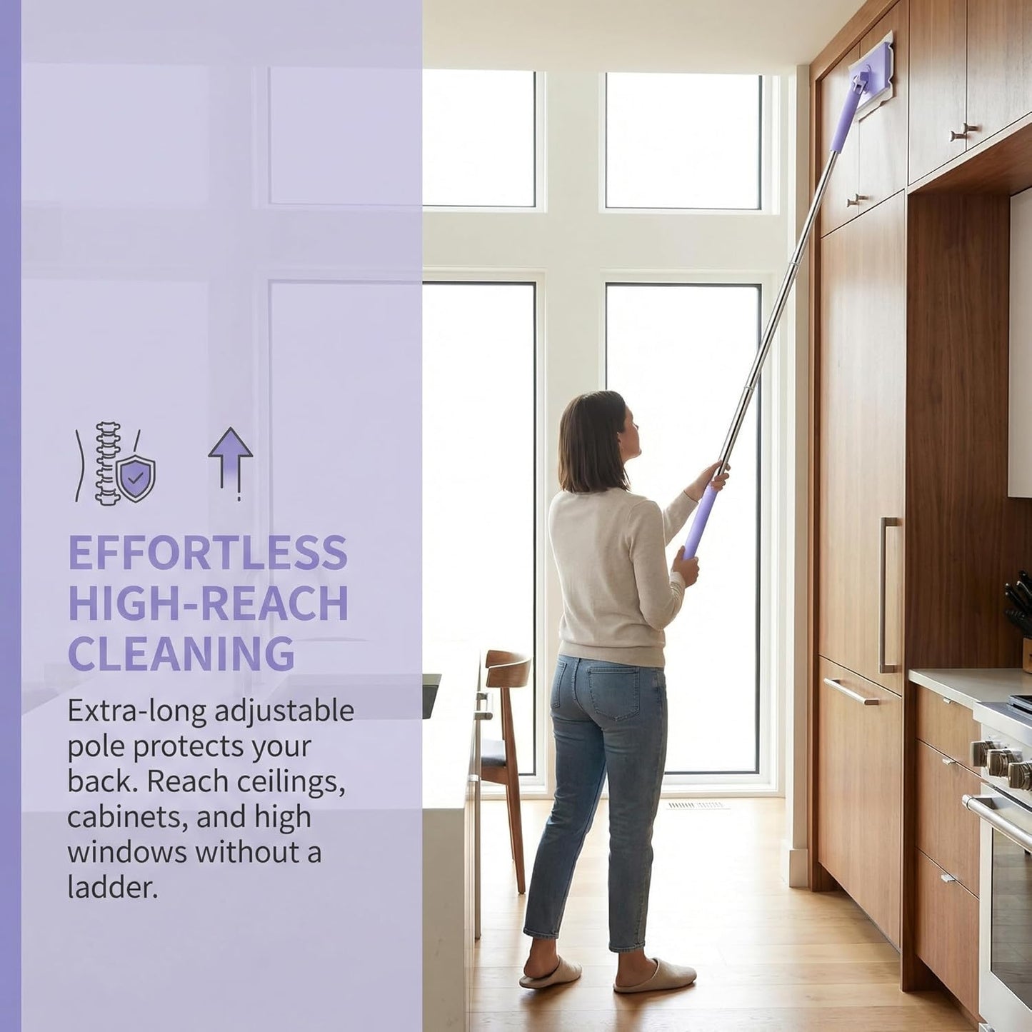 2026 Upgraded Snap Grip Mini Mop, Zero Touch Mini Mops, Cloth Changing Mini-Mop with Automatic Hands Free Push Pull Handle, Disposable Dust Mop, with 5 Non Scratch Wire dishcloths (45.3in+10cloths)