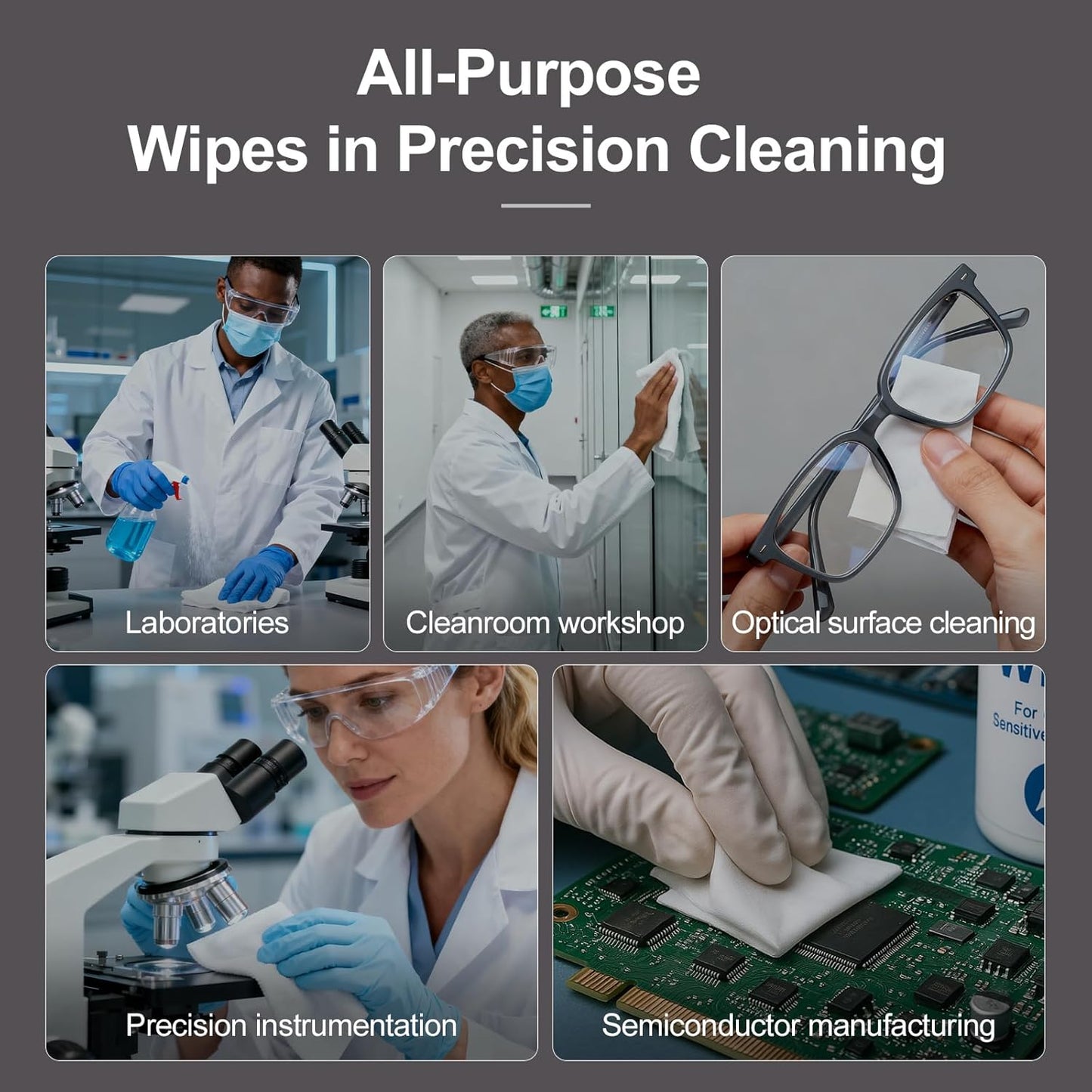 AAwipes Double Knit 100% Polyester Wipers Light Weight Version (120GSM, 6"X6", 150pcs/bag) Cleanroom Cloth Wipes Laser Sealed Edge, Ultra-Soft (CP12006)