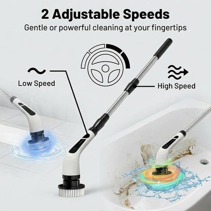 Versatile Ditch The Scrubbing! Long Handle Shower Scrubber Comes with 9 Replaceable Heads & Efficient 2 Speed Cordless Brush for Maximum Effect Long Battery Life!