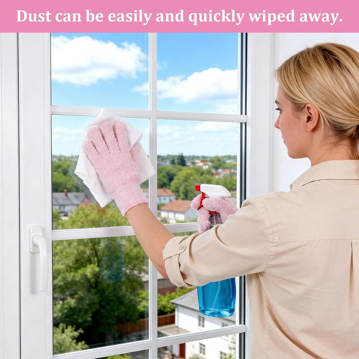 Abeillo Microfiber Gloves for Plants Dusting Cleaning, Reusable Washable Cleaning Gloves Mittens House Cars Blinds Dusting