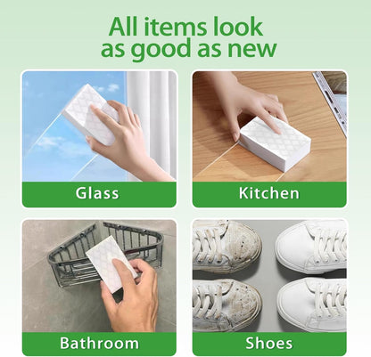 Magic Eraser Sponge 2X Density, Multi-Purpose Long Lasting Melamine Sponge, Water-Activated Cleaning Pads Sponge Eraser for Kitchen, Bathroom, Wall, Shoes & Car Interior, Non-Scratch (20)