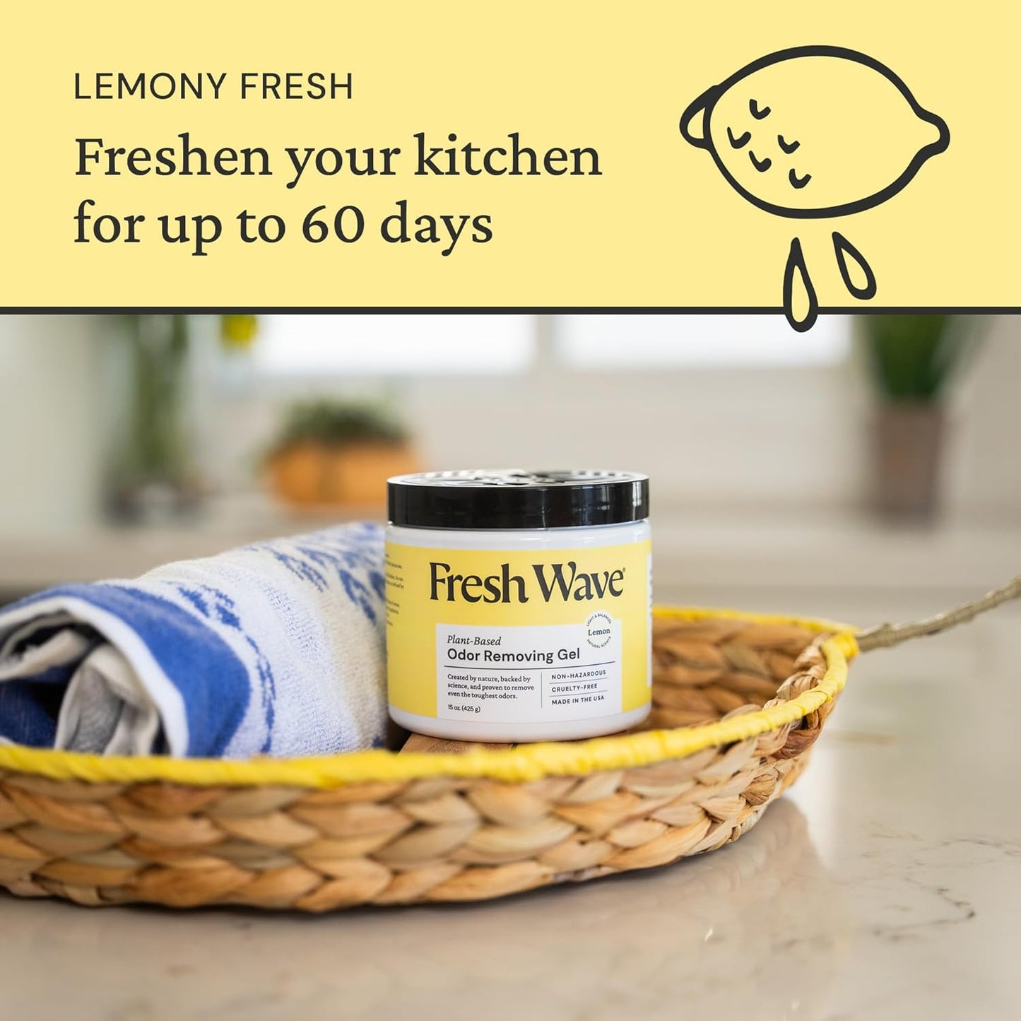 Fresh Wave Odor Removing Gel, 7 oz., Pack of 3 - Odor Absorbers for Home, Safer Odor Relief, Natural Plant-Based Odor Eliminator, Every 7 oz. lasts 15-30 Days, For Cooking, Trash & Pets