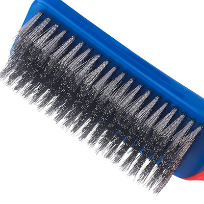Wire Brushes 2 Pcs Steel Brushes Heavy Duty Carbon Steel and Stainless Steel Wire Scratch Brush with Rubber Ergonomic Handle (16x3.5cm)