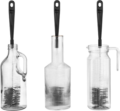 3-Pack Long Bottle Cleaning Brush for Narrow Neck Beer, Wine, Flask, Thermos, Sportwell, Pitcher, Brewing Bottle Cleaner, 16 Inches