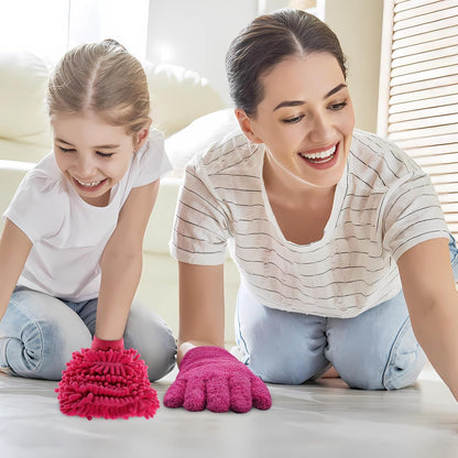 3 Pcs Microfiber Dusting Mitt Gloves Microfiber Plant Cleaning Gloves for Leaf Cleaning Plant Blinds Furniture House (Deep Pink)
