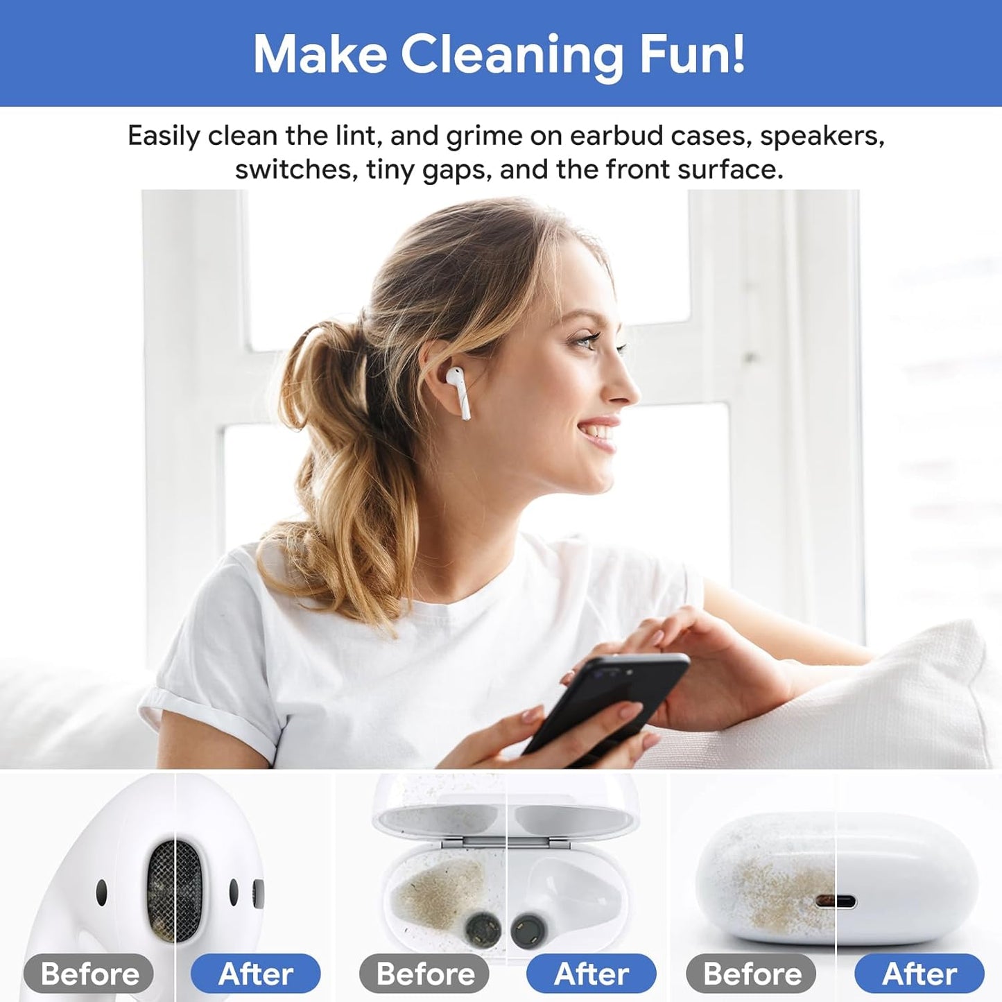 for iPhone Cleaning Kit for Charging Port Cleaner, Multi-Tool Cleaner Kit for AirPods and ipad(USB C) Speaker & Charger Port, Repair & Recovery for Lightning Cables & Connectors, Easy Storage