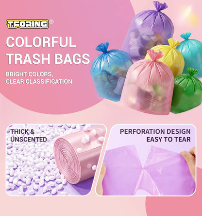 150 Count 4 Gallon Small Trash Bags - Colored Bathroom Garbage Bags Unscented Leak-proof, 15 Liter Plastic Wastebasket Can Liners for Office Bedroom Toilet and Car