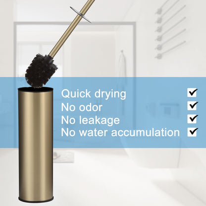 BGL Stainless Steel Toilet Brush with Holder, 2 Black Bristle Heads