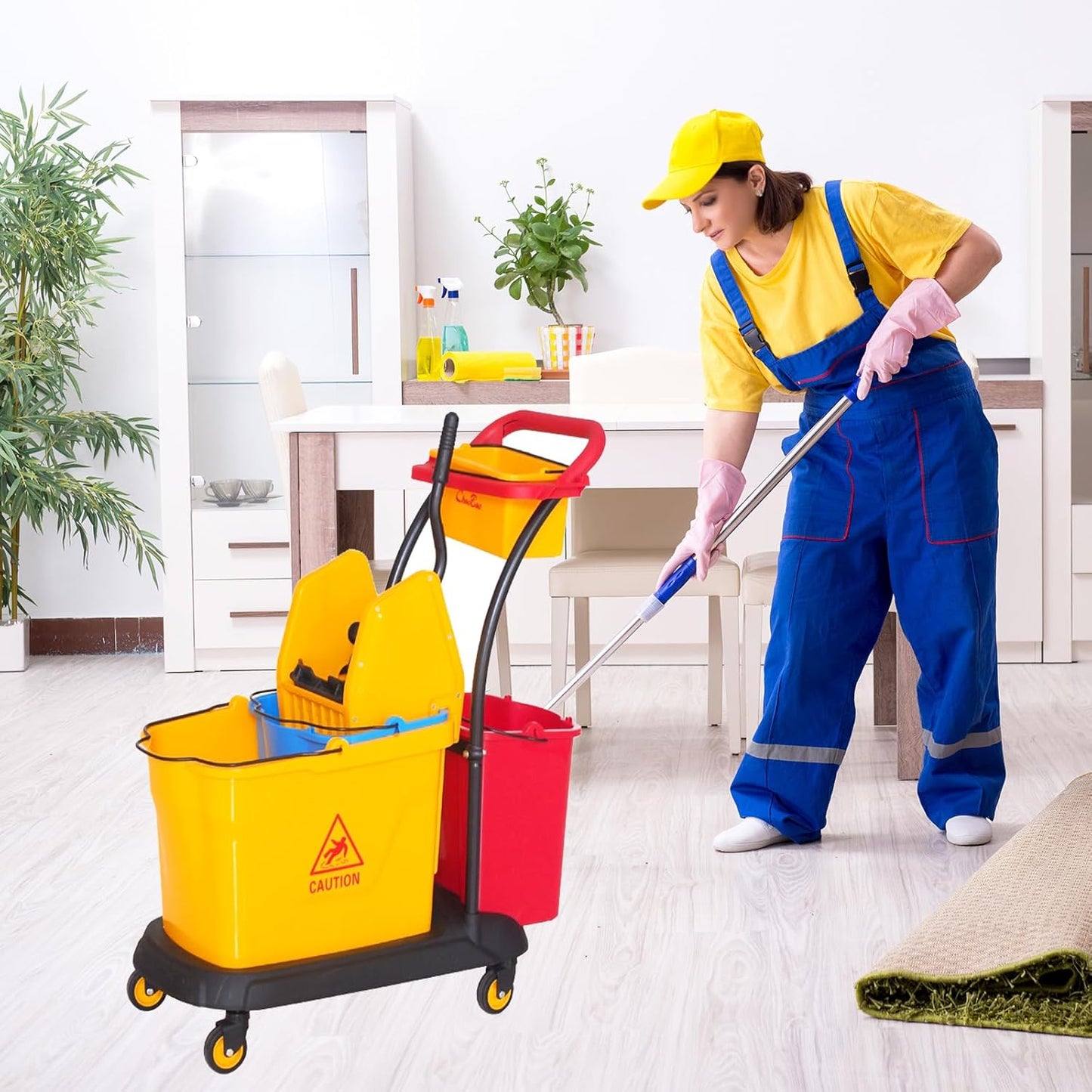 Sasylvia Yellow Mop Wringer Replacement Down Press Mop Bucket Wringer Industrial Cleaning Accessories for Commercial Floor Mopping Buckets Restaurant Supplies, 26quart or 33 Quart(Down Press)