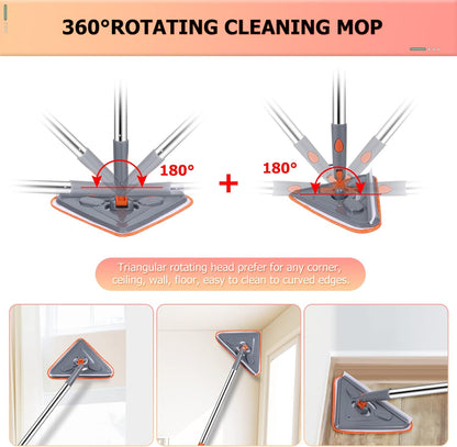 Wall Cleaner 98 Inch Wall Cleaner with Long Handle,HoMerit Wall Cleaner Mop 360° Rotatable Adjustable Cleaning Mop,Ceiling Dust Mop,Wall Cleaning Tool for Walls/Baseboard/Floors,6 Replacement Pads