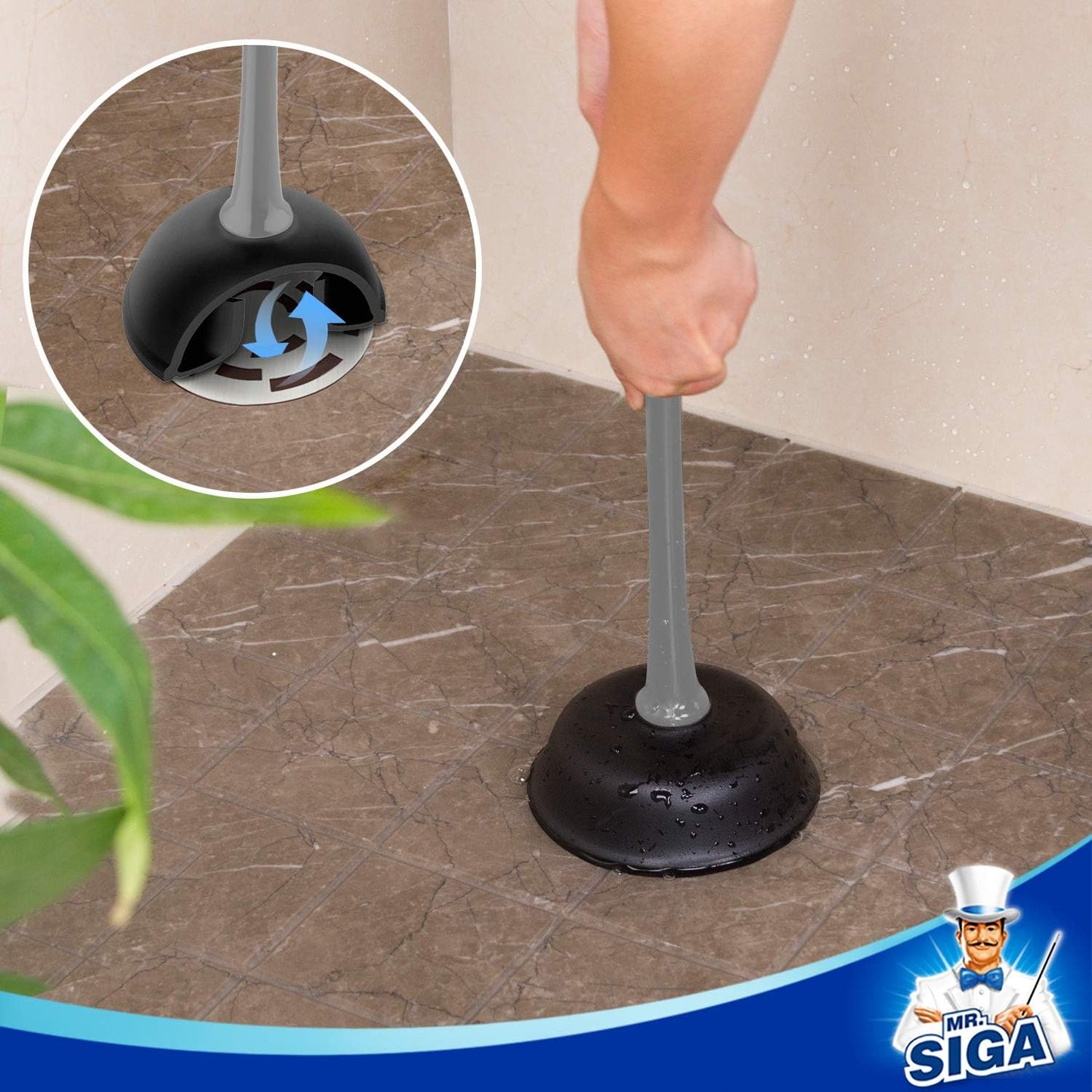 MR.SIGA Toilet Plunger and Bowl Brush Combo for Bathroom Cleaning, Black, 1 Set