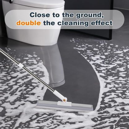 JOYBOS Rubber Floor Squeegee for Smooth Surface Concrete Floor, Tile Floor, Heavy Duty Garage Shower Floor Squeegee Broom for Removing Water, Commercial Scrubber Mop with Adjustable Long Handle (XL)