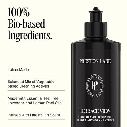 Preston Lane Luxury Dish Soap, Mayfair Scent | Plant Powered Formula with Essential Oils | Tough on Grease, Gentle on Hands | Vegan, Cruelty Free, Clean Ingredients