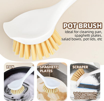 5 Pack Kitchen Dish Brush Set with 2 Dish Brush, Palm Scrub Brush and 2 Straw Brush for Kitchen Dishes Bottle Cup Pot Pans and Straws